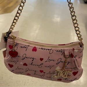 Juicy Couture Pink Shoulder Mini Bag Love Juicy Hearts Gold Chain NWT